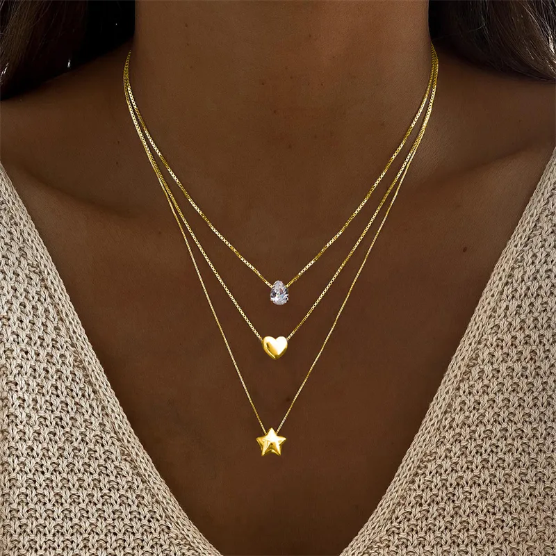 Elegant Glam Vintage Style Round Heart Shape Eye Imitation Pearl Alloy Women's Layered Necklaces Pendant Necklace display picture 6