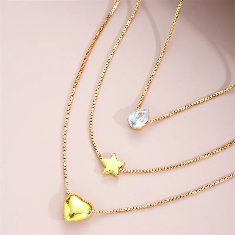 Elegant Glam Vintage Style Round Heart Shape Eye Imitation Pearl Alloy Women's Layered Necklaces Pendant Necklace display picture 5