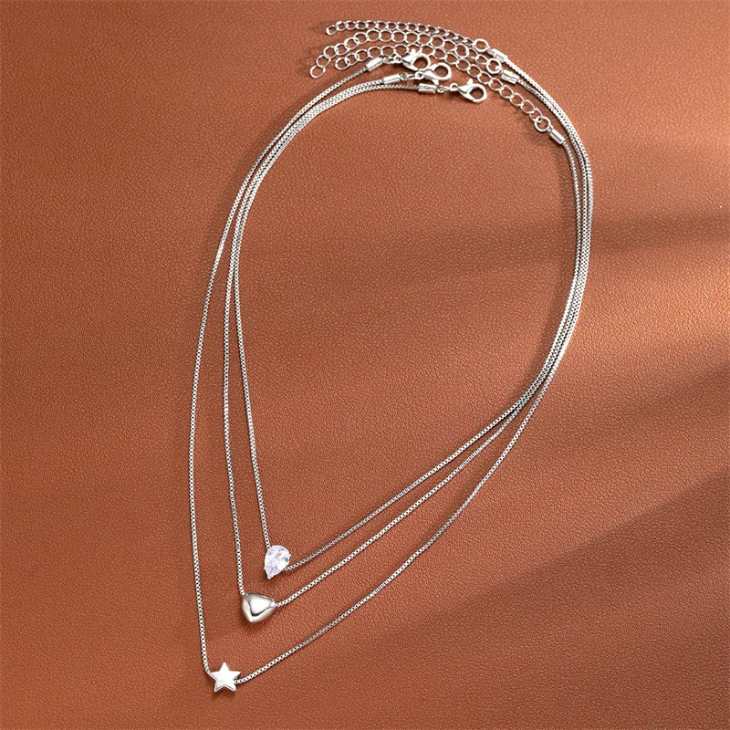 Elegant Glam Vintage Style Round Heart Shape Eye Imitation Pearl Alloy Women's Layered Necklaces Pendant Necklace display picture 7