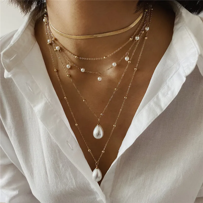 Elegant Glam Vintage Style Round Heart Shape Eye Imitation Pearl Alloy Women's Layered Necklaces Pendant Necklace display picture 11
