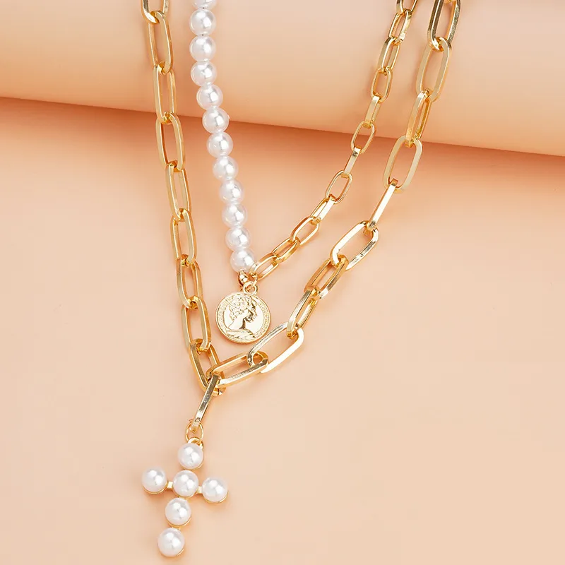 Elegant Glam Vintage Style Round Heart Shape Eye Imitation Pearl Alloy Women's Layered Necklaces Pendant Necklace display picture 26