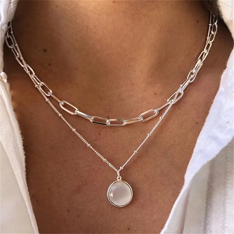 Elegant Glam Vintage Style Round Heart Shape Eye Imitation Pearl Alloy Women's Layered Necklaces Pendant Necklace display picture 38