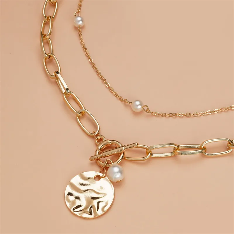 Elegant Glam Vintage Style Round Heart Shape Eye Imitation Pearl Alloy Women's Layered Necklaces Pendant Necklace display picture 41