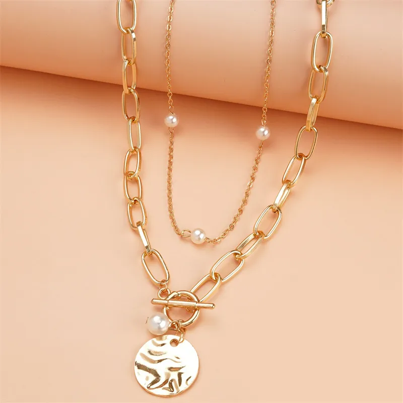 Elegant Glam Vintage Style Round Heart Shape Eye Imitation Pearl Alloy Women's Layered Necklaces Pendant Necklace display picture 43