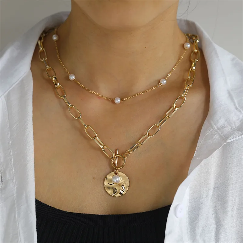 Elegant Glam Vintage Style Round Heart Shape Eye Imitation Pearl Alloy Women's Layered Necklaces Pendant Necklace display picture 42