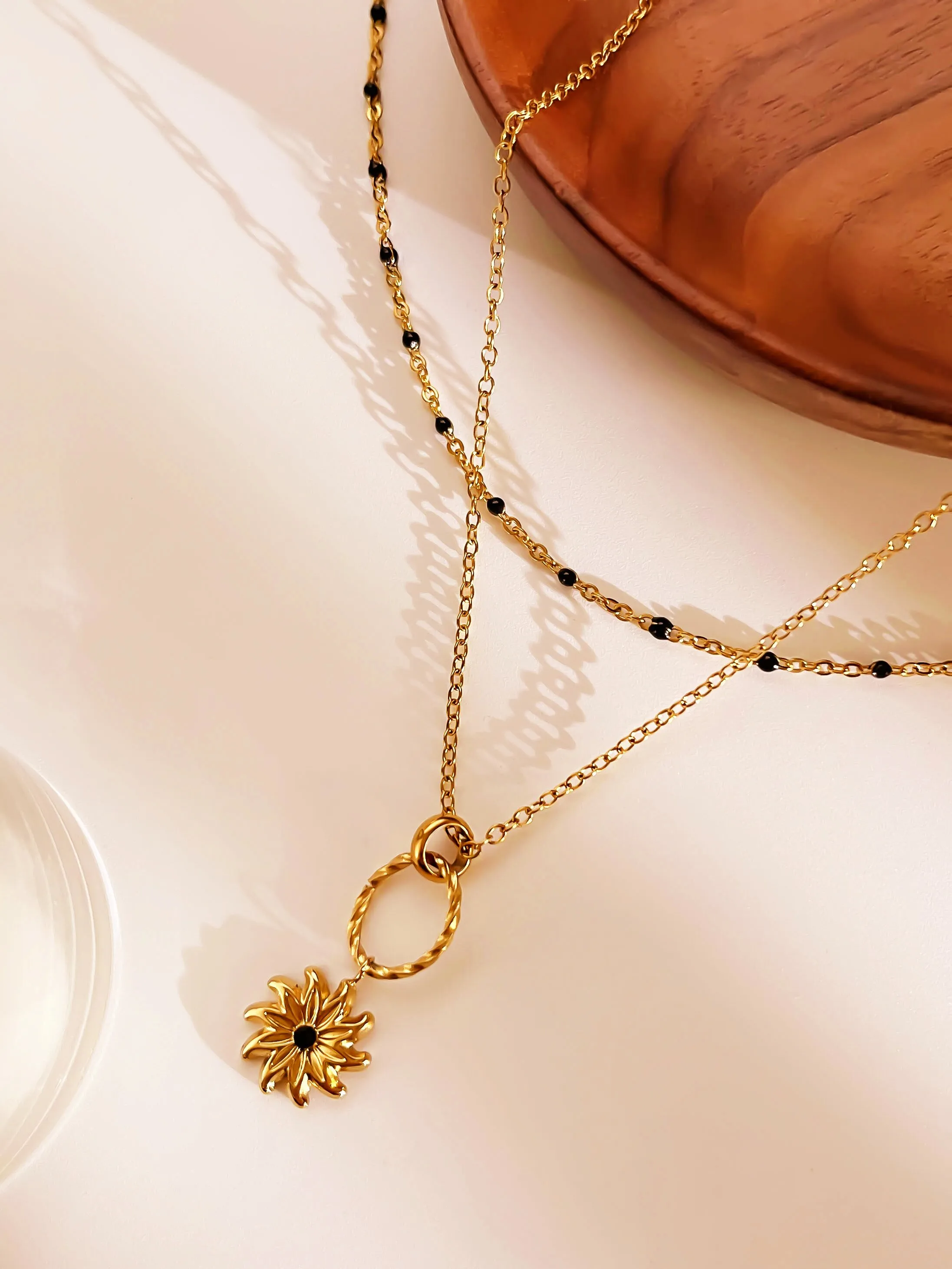 Basic Simple Style Flower 316L Stainless Steel  Irregular Rhinestones 18K Gold Plated Women's Pendant Necklace display picture 4