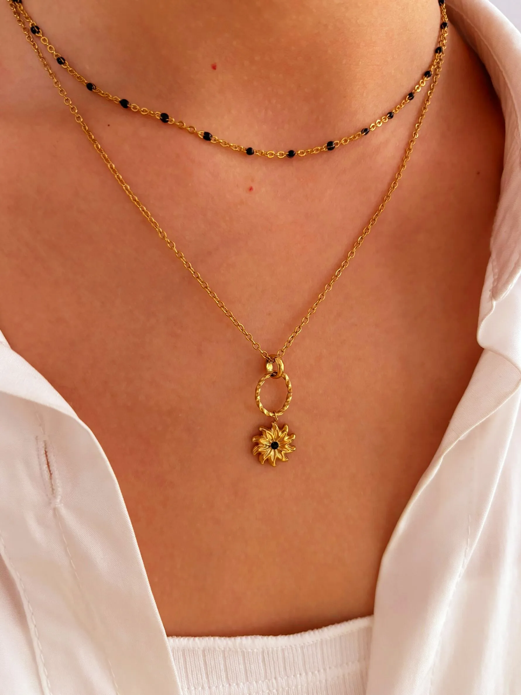 Basic Simple Style Flower 316L Stainless Steel  Irregular Rhinestones 18K Gold Plated Women's Pendant Necklace display picture 6