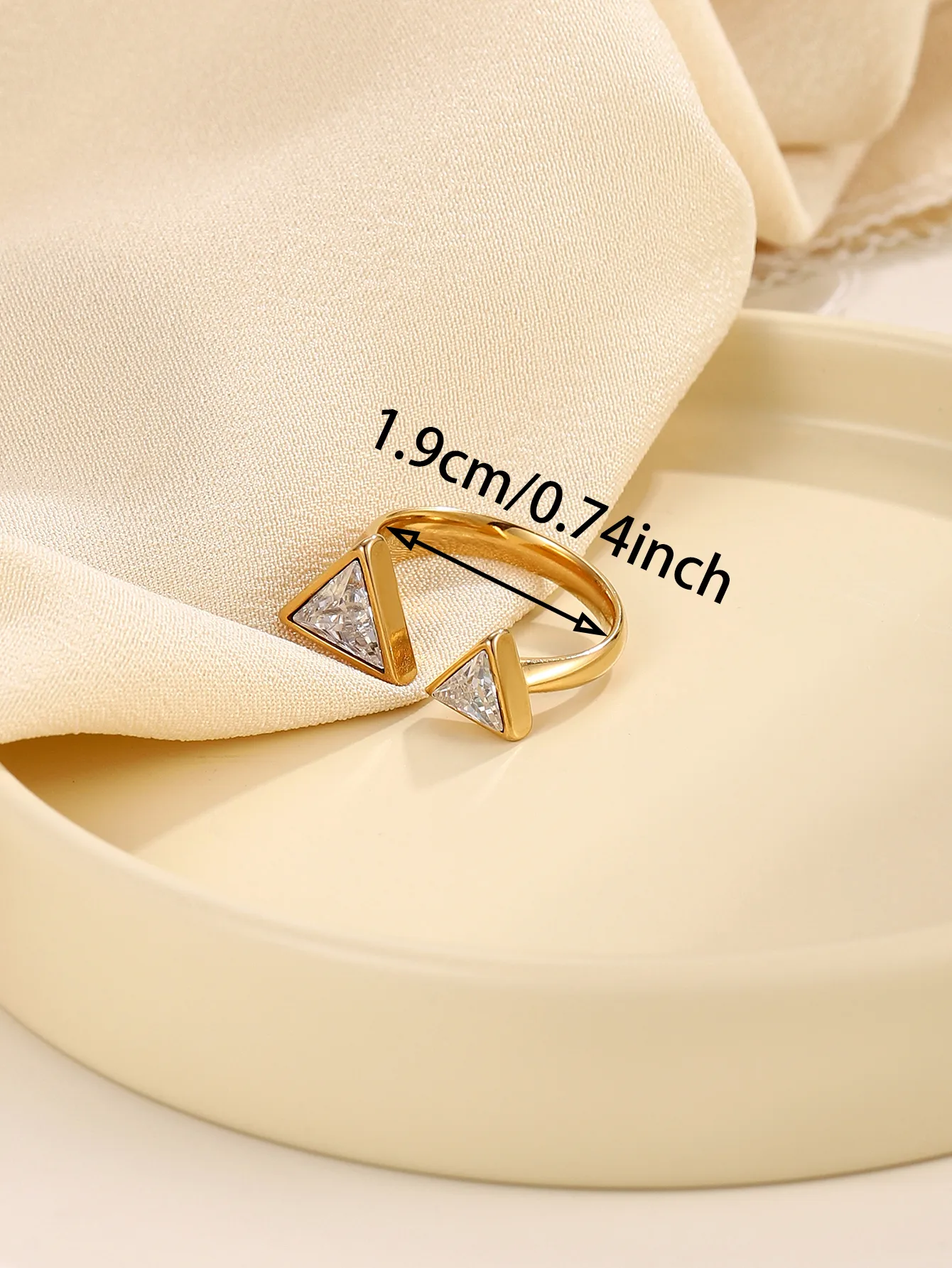 Elegant Modern Style Geometric 304 Stainless Steel Zircon Women's Open Rings display picture 3