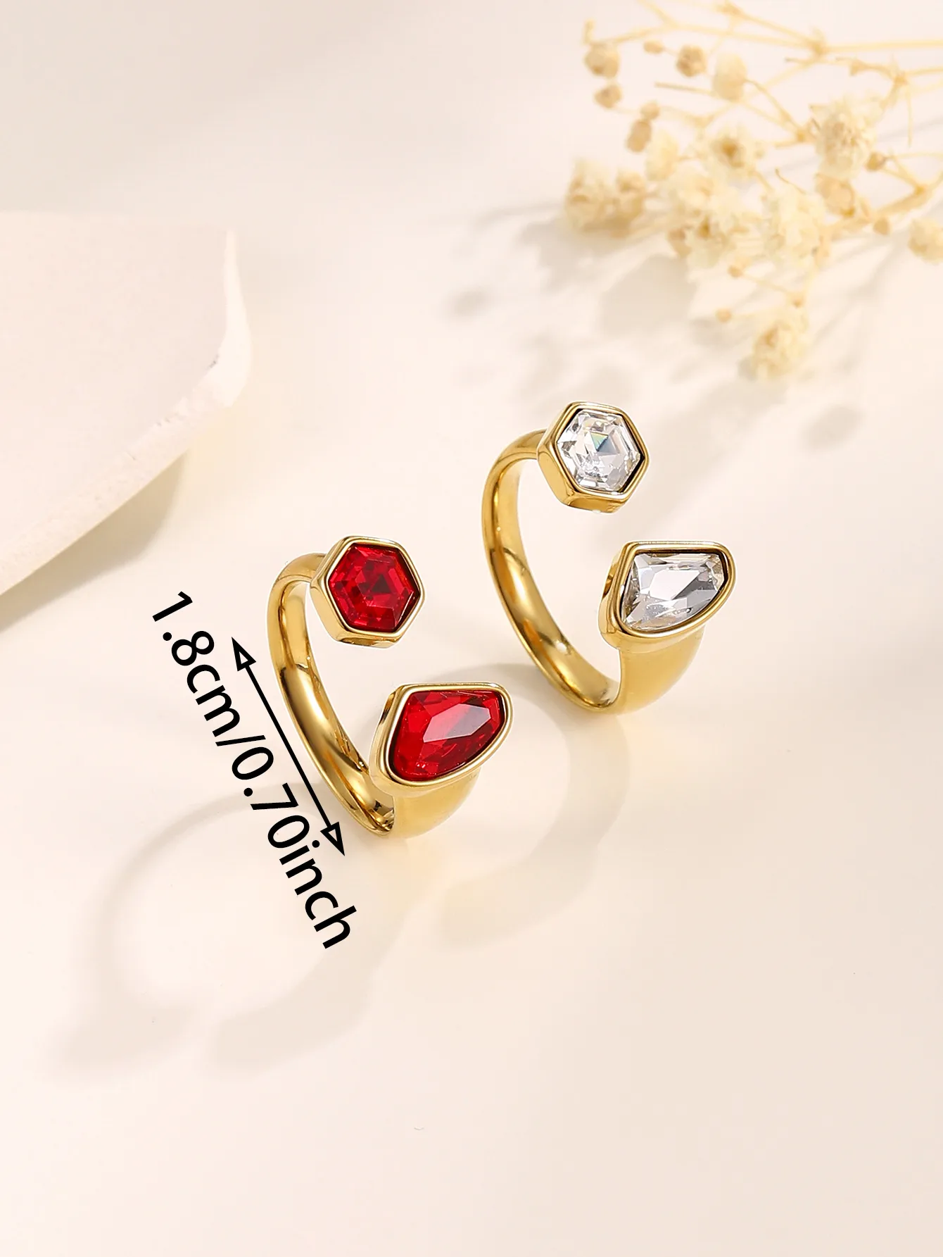 Elegant Modern Style Geometric 304 Stainless Steel Zircon Women's Open Rings display picture 4