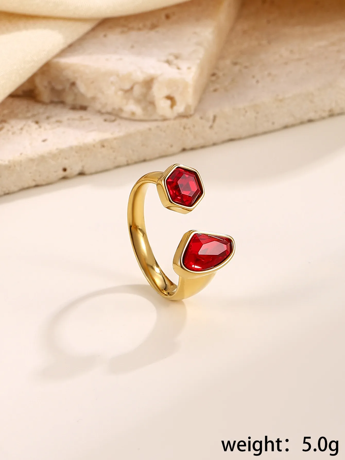 Elegant Modern Style Geometric 304 Stainless Steel Zircon Women's Open Rings display picture 5