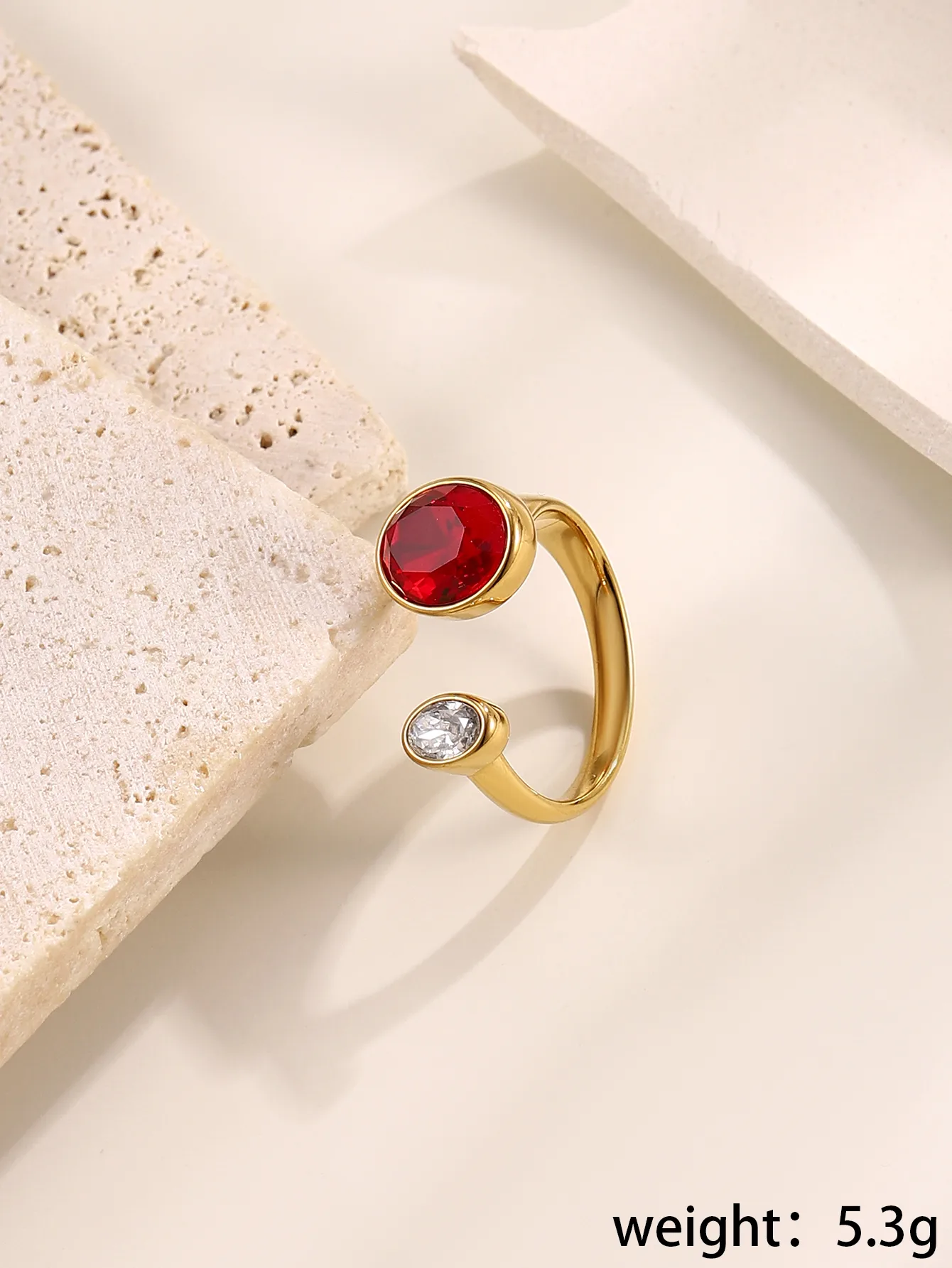 Elegant Modern Style Geometric 304 Stainless Steel Zircon Women's Open Rings display picture 6