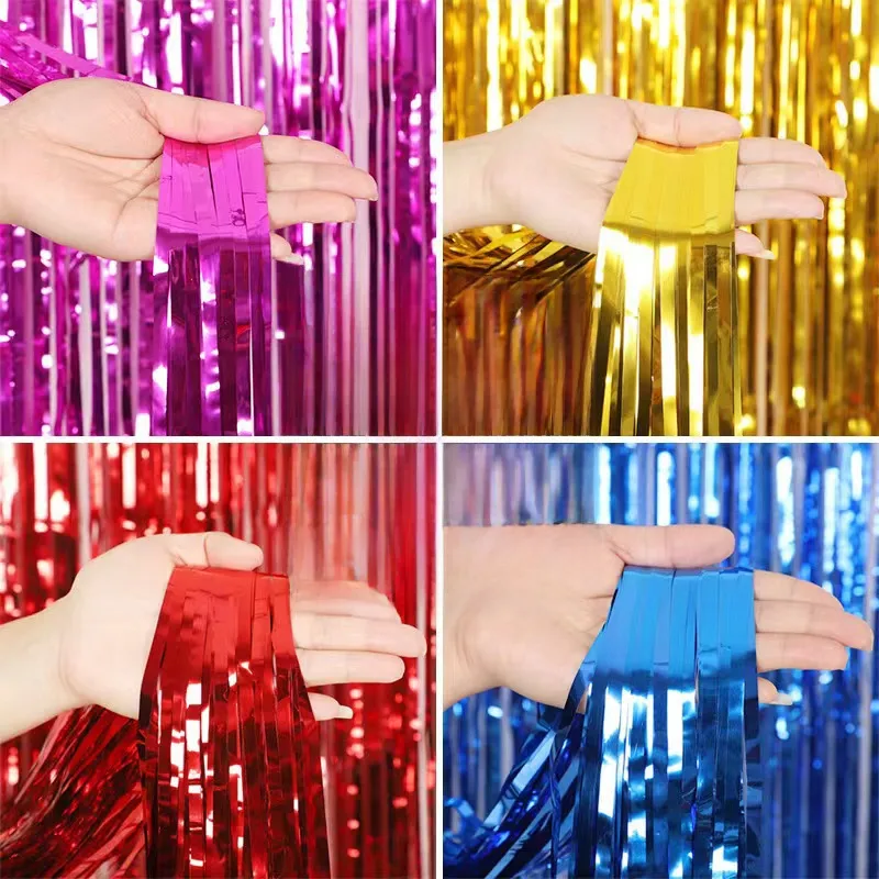 1*2m Rain Curtain Colorful Stripe Glittering Wedding Stage Background Decoration Tassel Door Curtain Laser Rain display picture 1