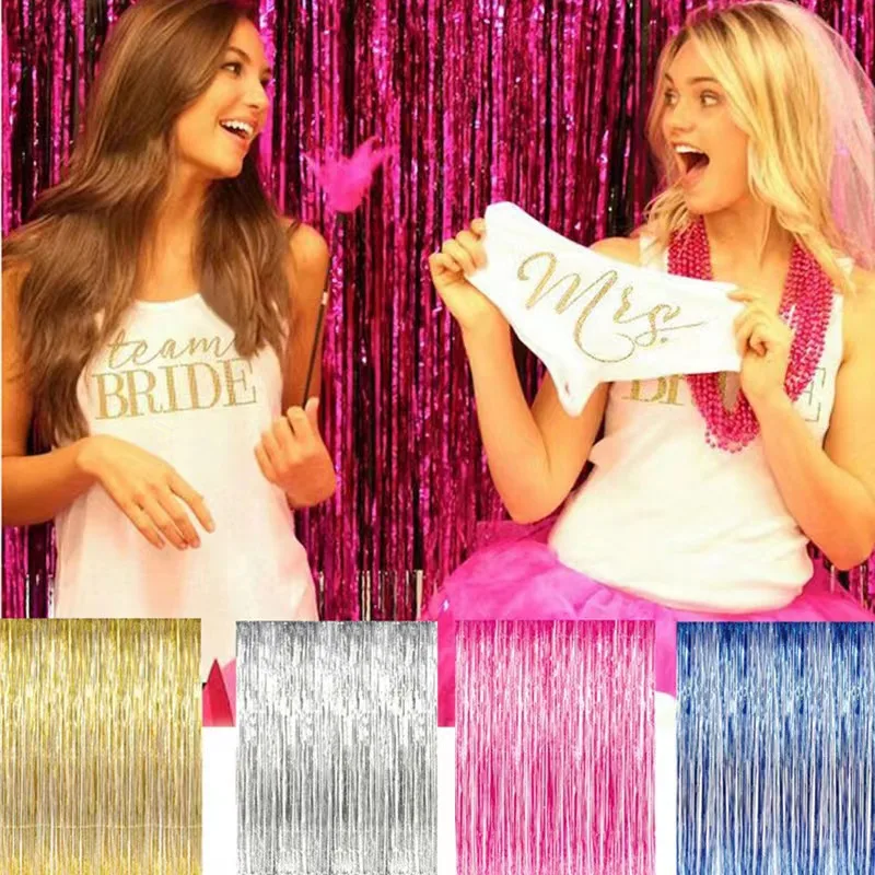 1*2m Rain Curtain Colorful Stripe Glittering Wedding Stage Background Decoration Tassel Door Curtain Laser Rain display picture 2