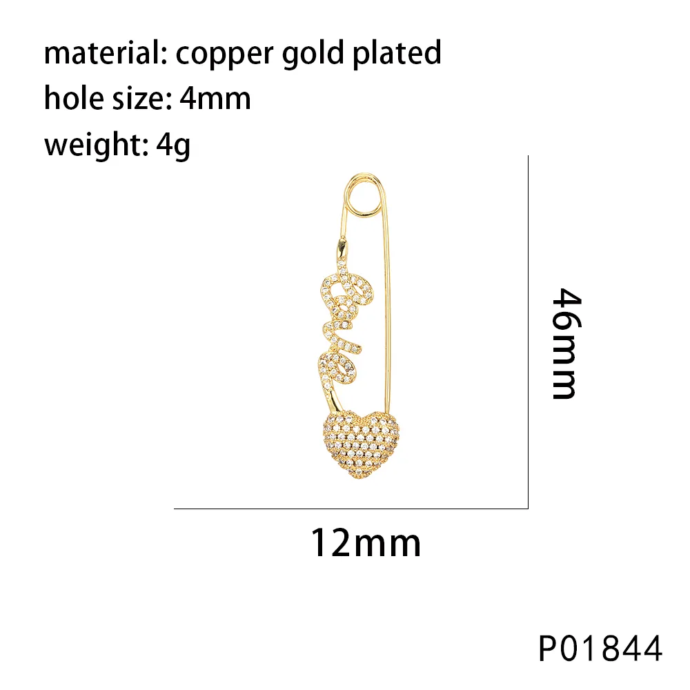 IG Style Paper Clip Letter Heart Shape Copper Inlay Zircon DIY Ornament Accessories display picture 4