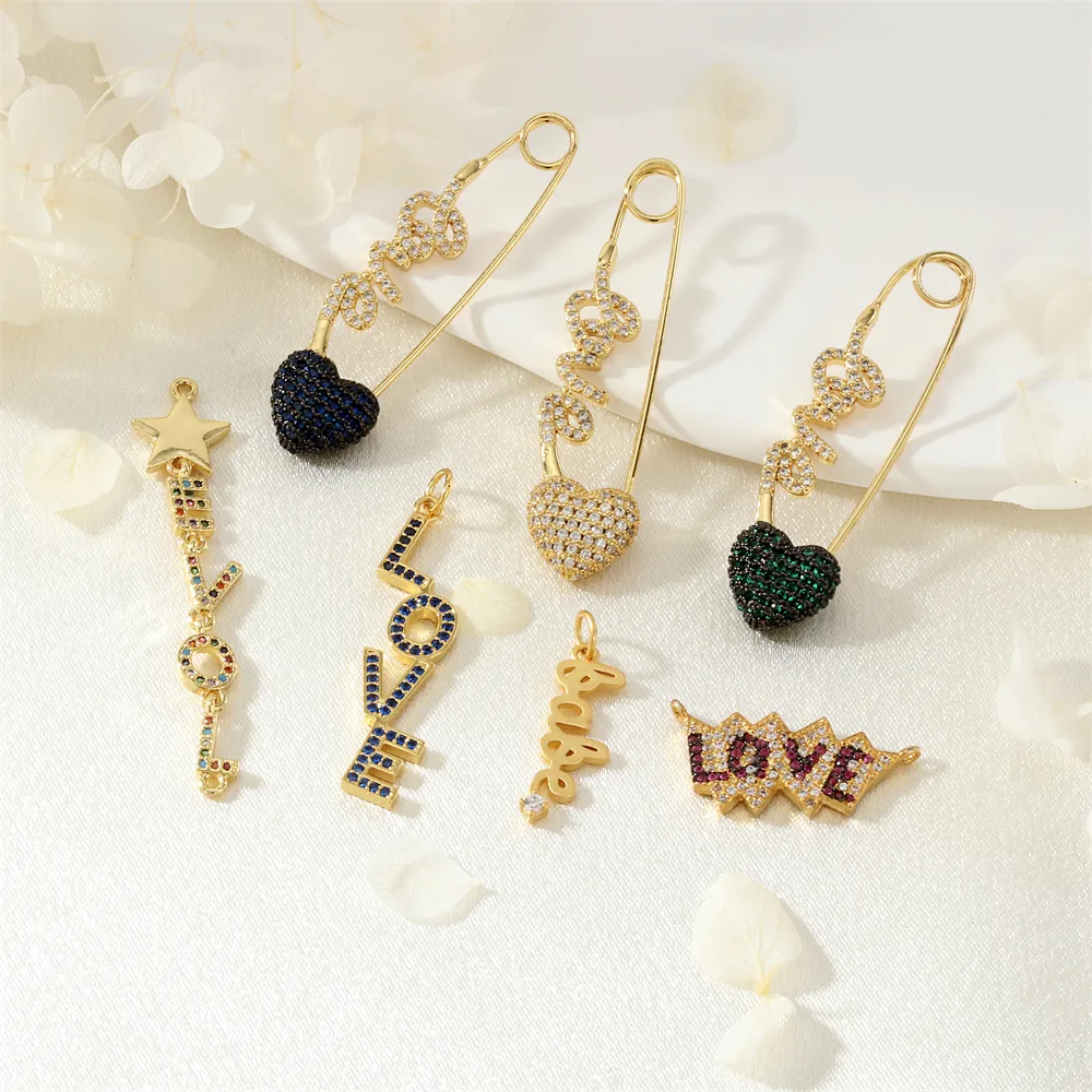 IG Style Paper Clip Letter Heart Shape Copper Inlay Zircon DIY Ornament Accessories display picture 9