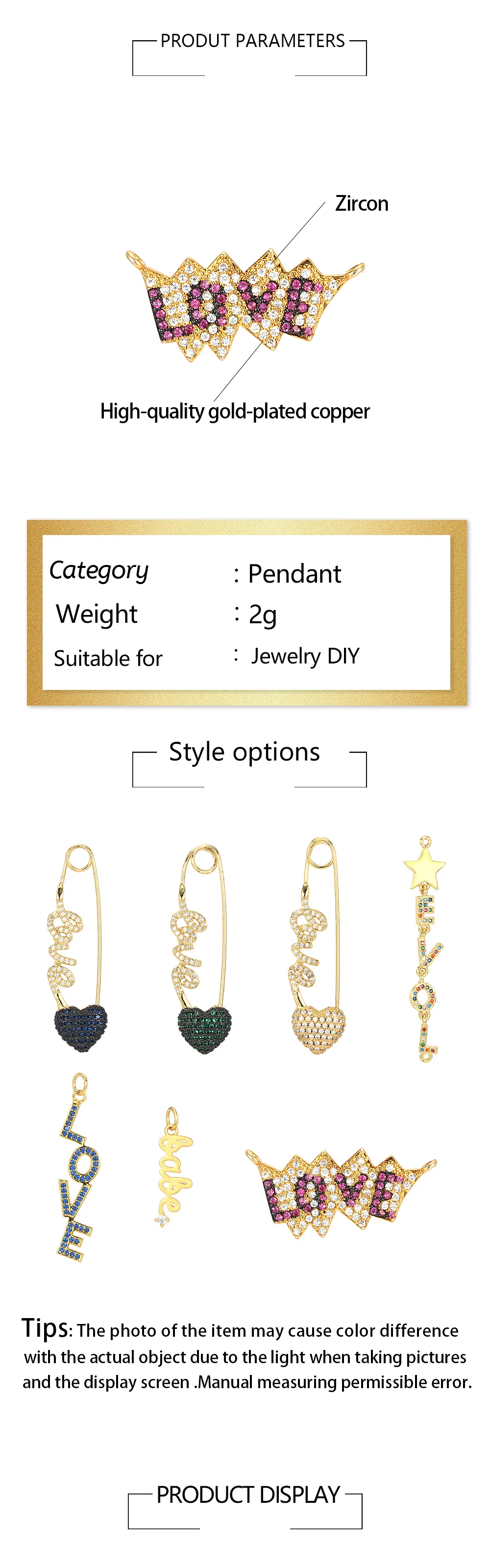 IG Style Paper Clip Letter Heart Shape Copper Inlay Zircon DIY Ornament Accessories display picture 11