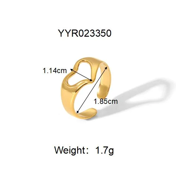 Vacation Classic Style Heart Shape 304 Stainless Steel Heart Flowers Hollow Out 18K Gold Plated Unisex Rings display picture 13