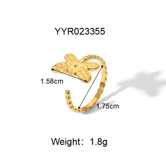 Vacation Classic Style Heart Shape 304 Stainless Steel Heart Flowers Hollow Out 18K Gold Plated Unisex Rings display picture 16