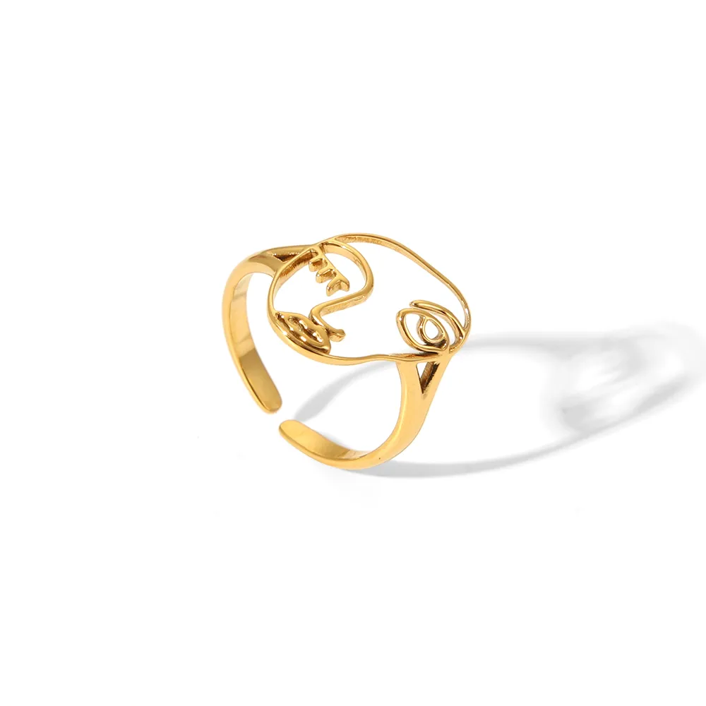 Vacation Classic Style Heart Shape 304 Stainless Steel Heart Flowers Hollow Out 18K Gold Plated Unisex Rings display picture 22