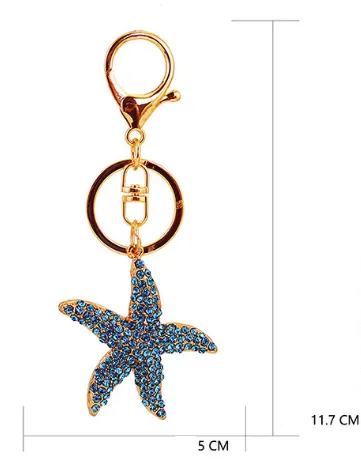 Cute Starfish Zinc Alloy Enamel Plating Rhinestones Unisex Keychain display picture 16