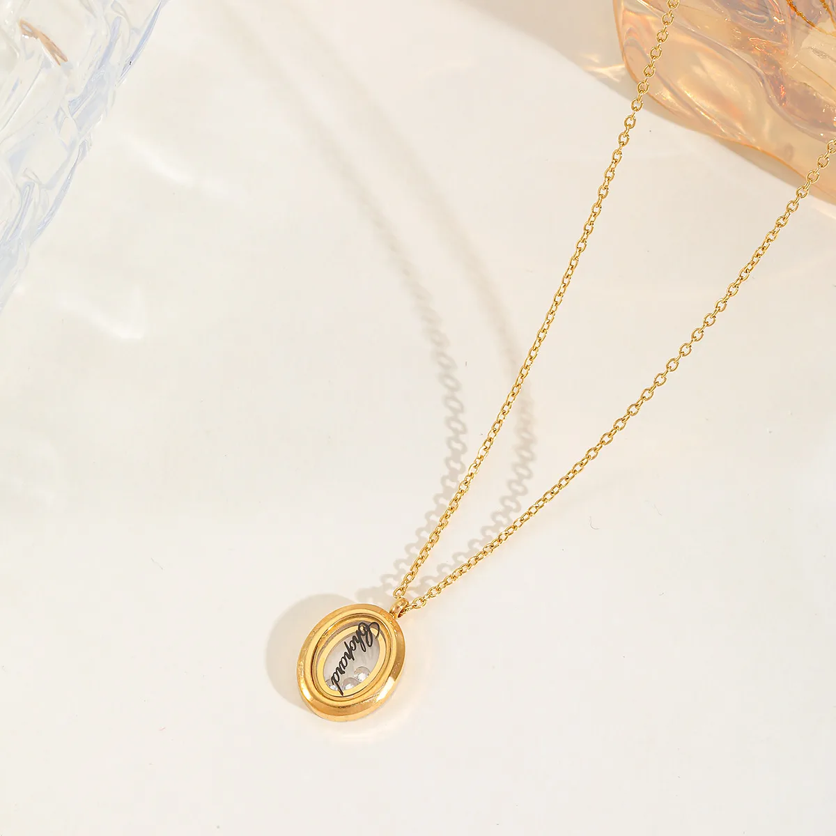 Casual Cute Commute Round Oval Heart Shape 316 Stainless Steel  Plating Inlay Zircon 18K Gold Plated Valentine'S Day Women's Pendant Necklace display picture 2