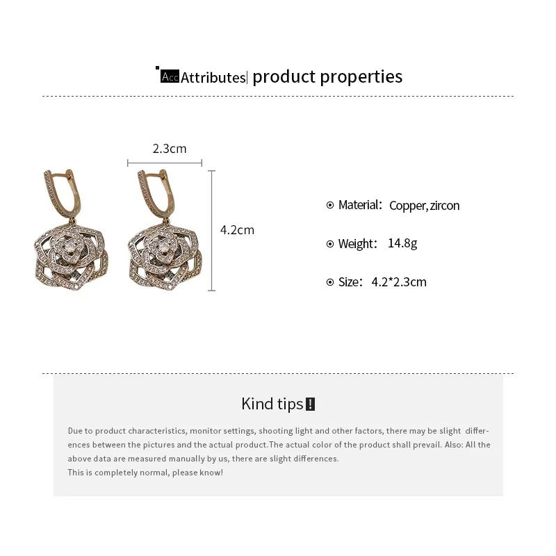 1 Pair Elegant Glam Flower Copper Drop Earrings display picture 2