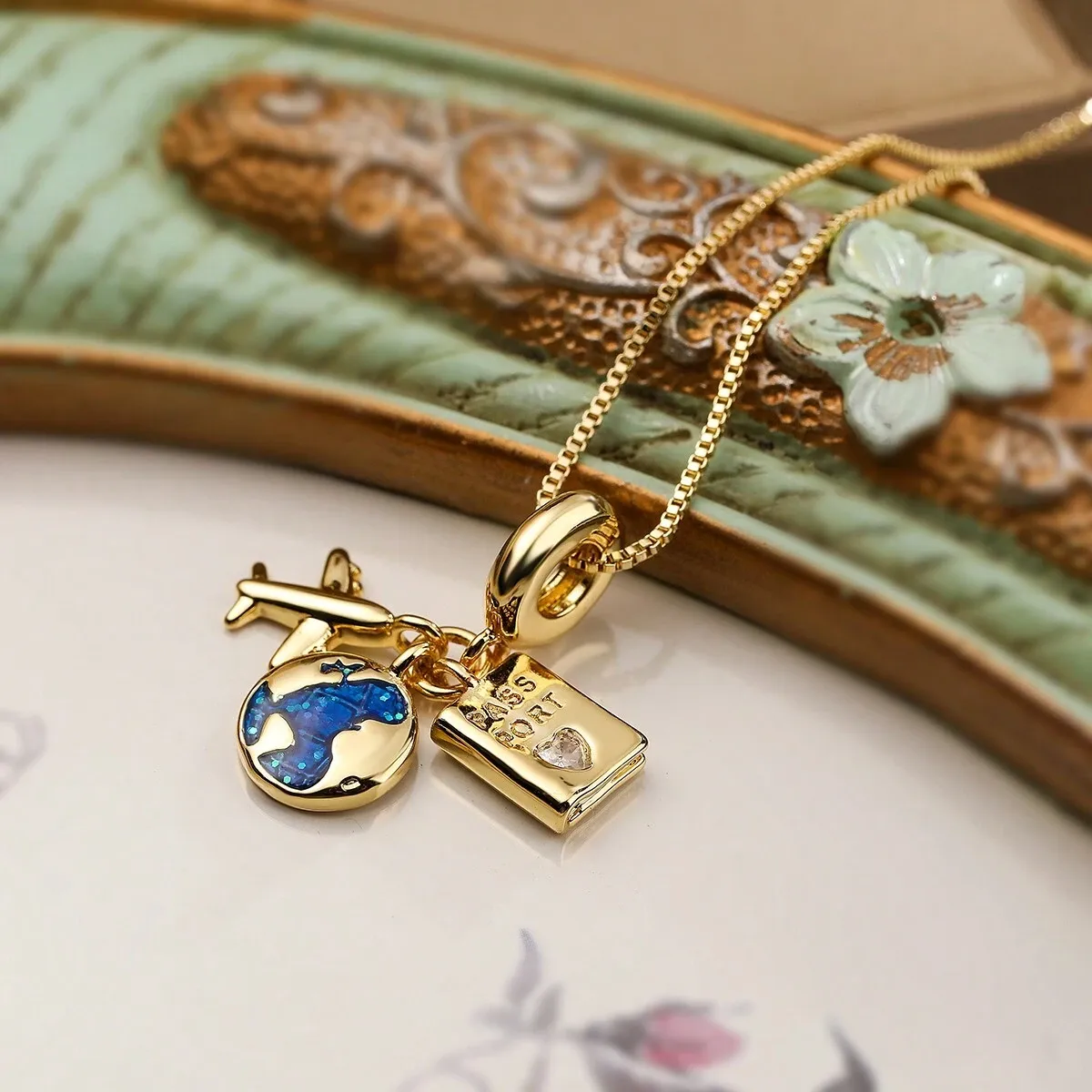Casual Vintage Style Camera Airplane Alloy Copper Women's Pendant Necklace display picture 6