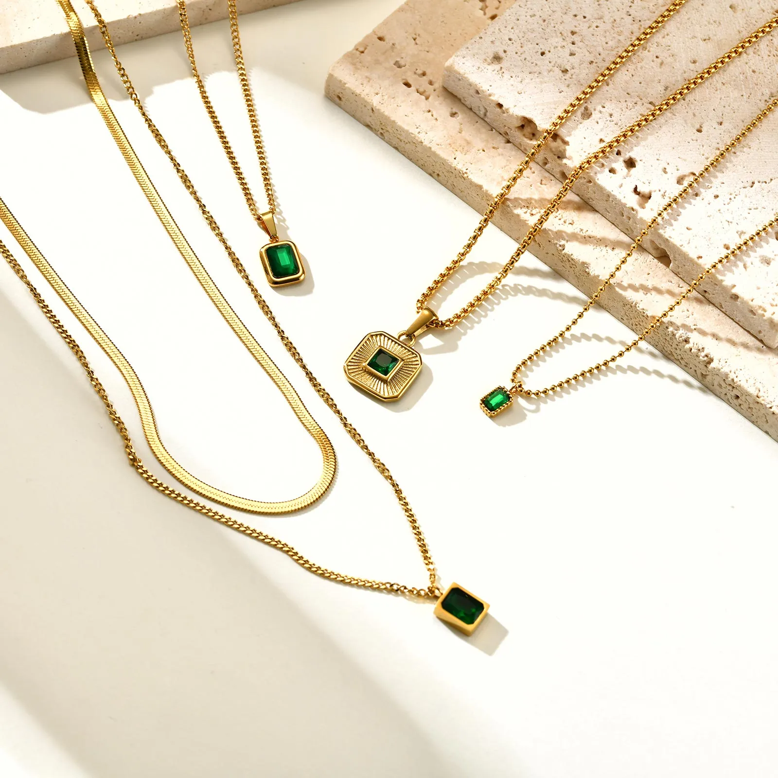 IG Style Square 201 Stainless Steel Inlay Zircon 18K Gold Plated St. Patrick Women's Bracelets Earrings Necklace display picture 5