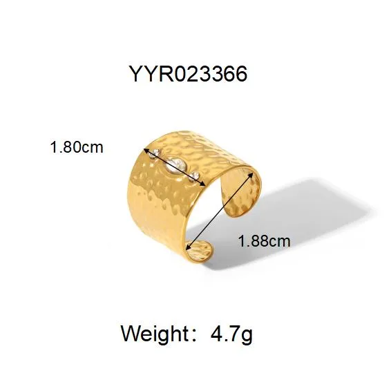 Sexy Tropical Cactus Leaf 304 Stainless Steel Natural Stone 18K Gold Plated Unisex Open Rings display picture 16