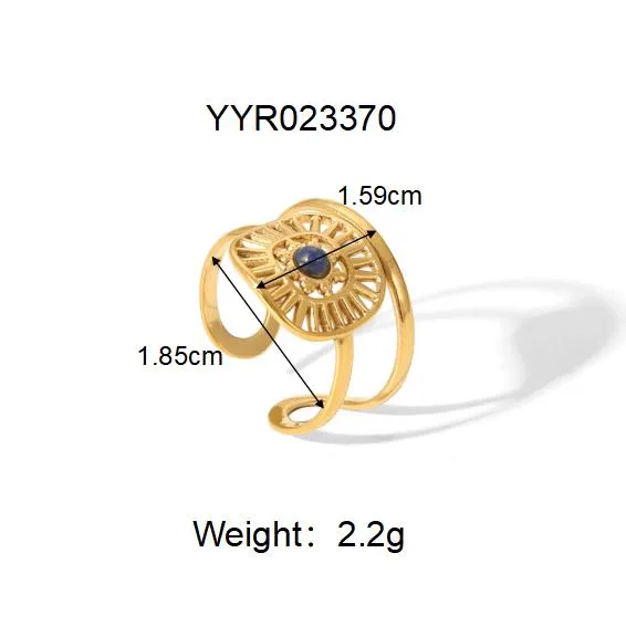 Sexy Tropical Cactus Leaf 304 Stainless Steel Natural Stone 18K Gold Plated Unisex Open Rings display picture 20