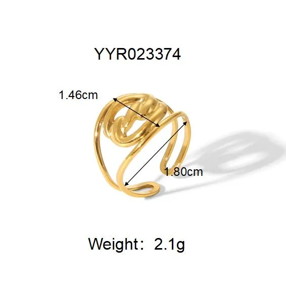 Sexy Tropical Cactus Leaf 304 Stainless Steel Natural Stone 18K Gold Plated Unisex Open Rings display picture 24