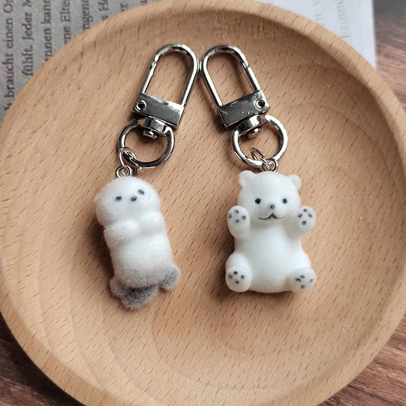 IG Style Cute Sweet Animal Alloy Resin Flocking Bag Pendant Keychain display picture 1