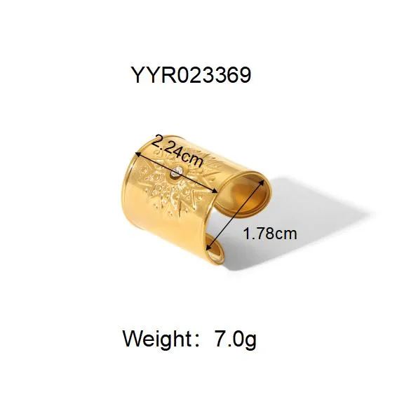 Sexy Tropical Cactus Leaf 304 Stainless Steel Natural Stone 18K Gold Plated Unisex Open Rings display picture 18