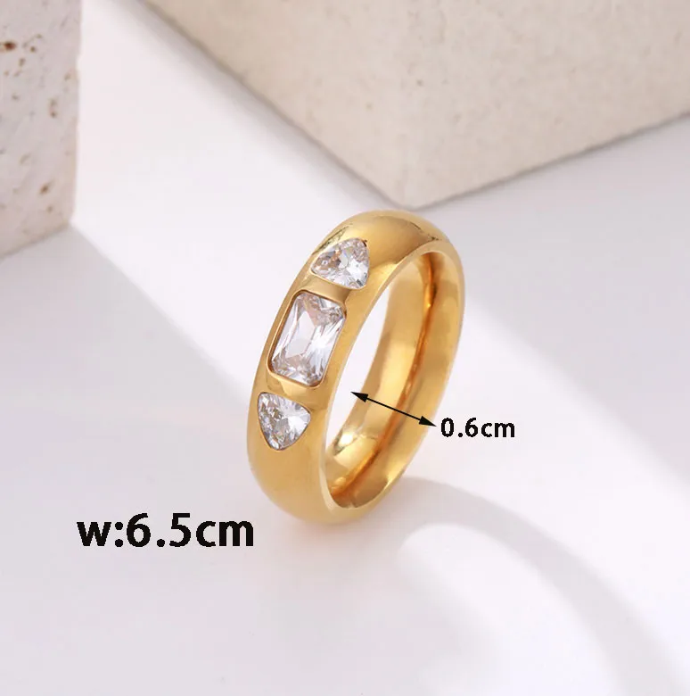 Simple Style Classic Style Water Droplets 304 Stainless Steel Inlay Zircon 18K Gold Plated Women's Rings display picture 1