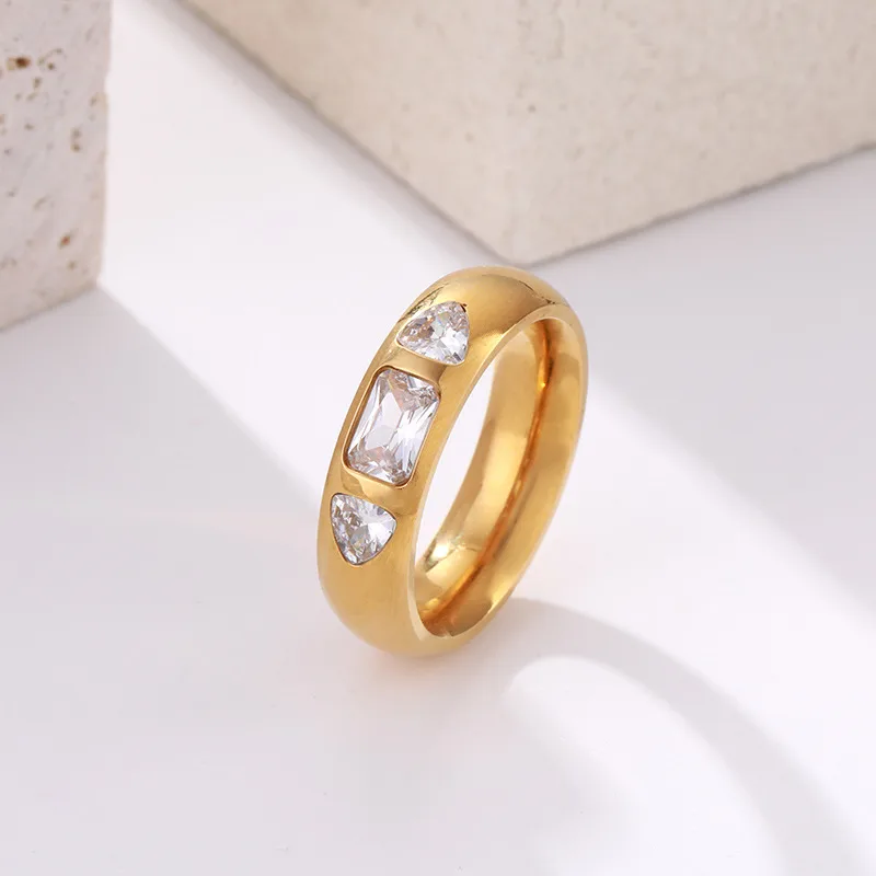Simple Style Classic Style Water Droplets 304 Stainless Steel Inlay Zircon 18K Gold Plated Women's Rings display picture 2