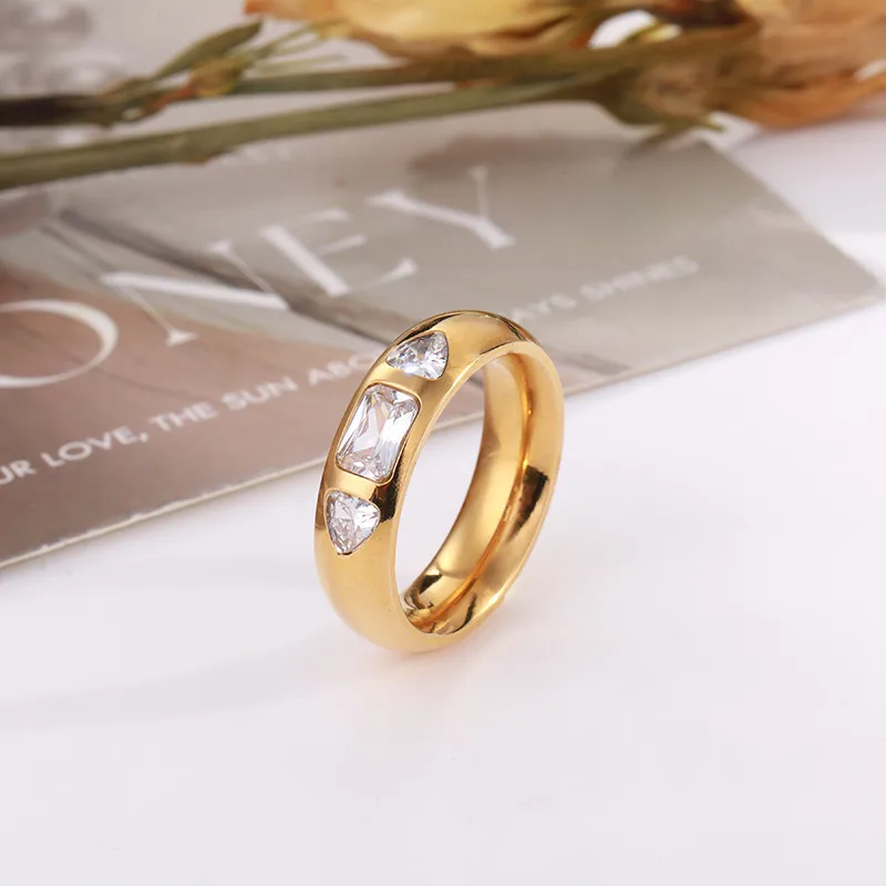 Simple Style Classic Style Water Droplets 304 Stainless Steel Inlay Zircon 18K Gold Plated Women's Rings display picture 5