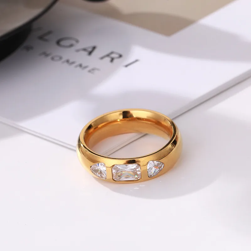 Simple Style Classic Style Water Droplets 304 Stainless Steel Inlay Zircon 18K Gold Plated Women's Rings display picture 4