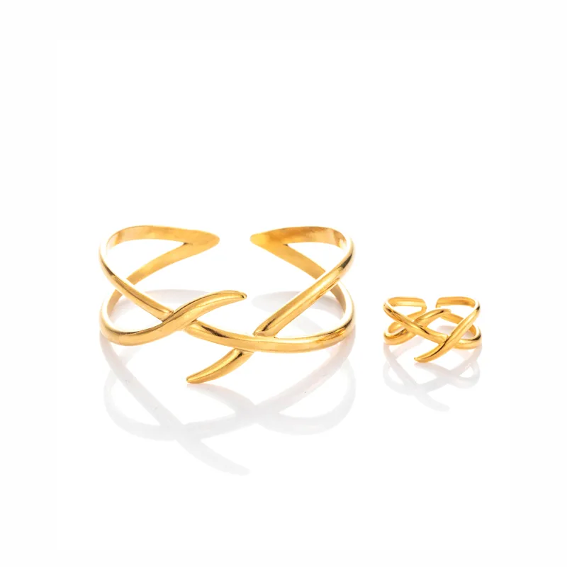 French Style Simple Style Lines 304 Stainless Steel Unisex Jewelry Set display picture 1