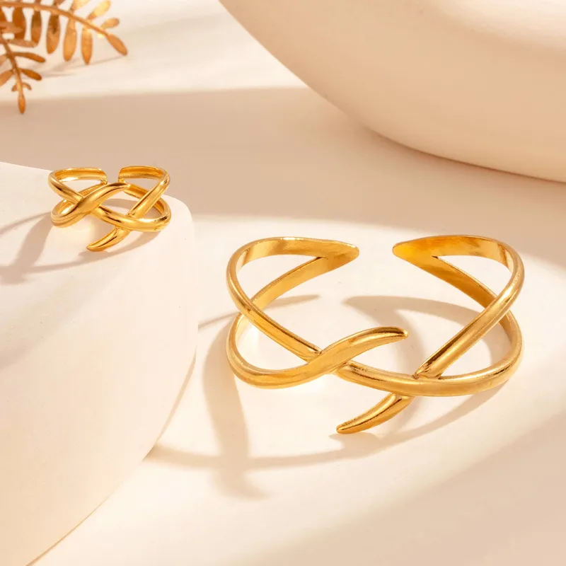 French Style Simple Style Lines 304 Stainless Steel Unisex Jewelry Set display picture 3