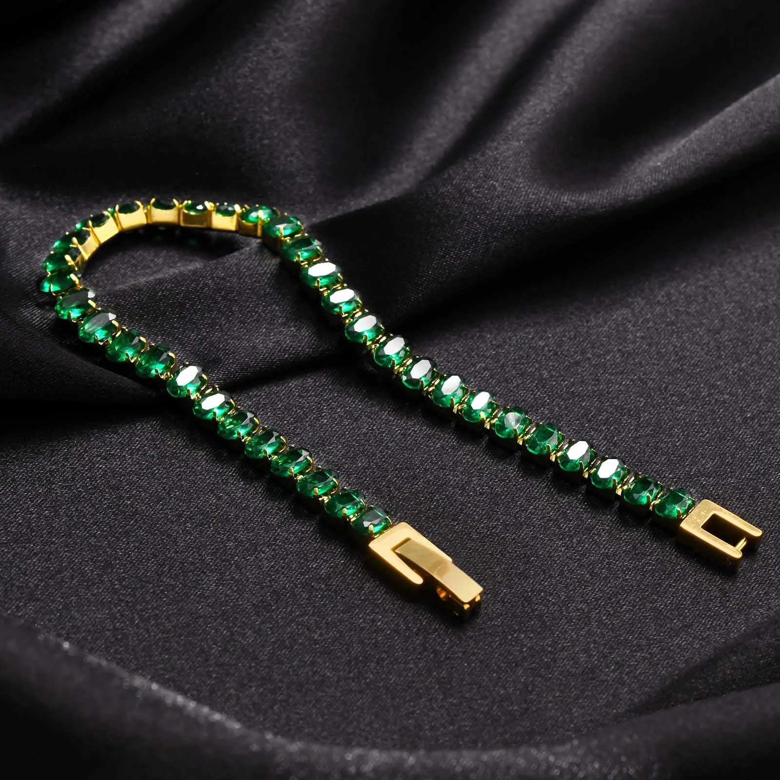 IG Style Square 201 Stainless Steel Inlay Zircon 18K Gold Plated St. Patrick Women's Bracelets Earrings Necklace display picture 3