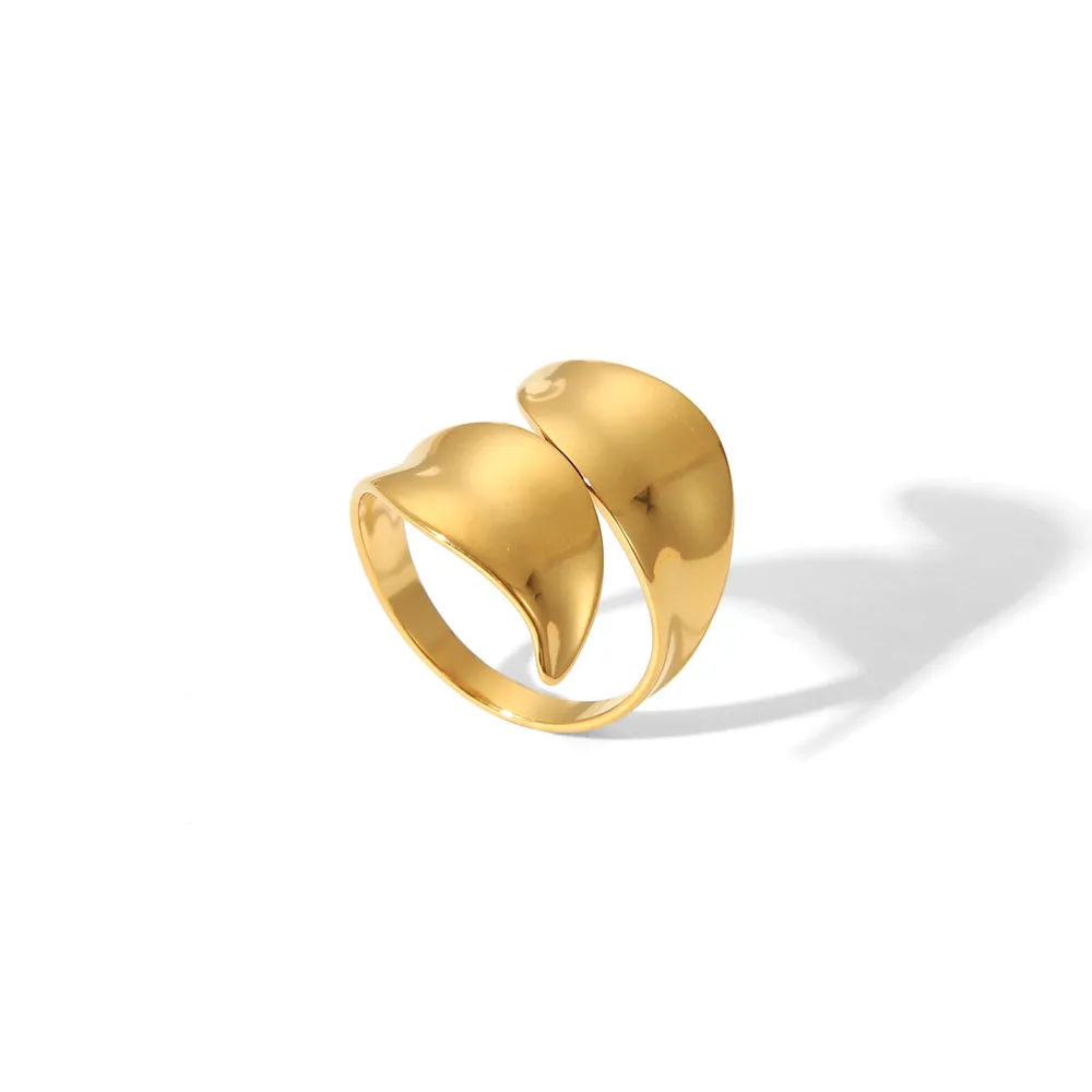 Sexy Tropical Cactus Leaf 304 Stainless Steel Natural Stone 18K Gold Plated Unisex Open Rings display picture 25