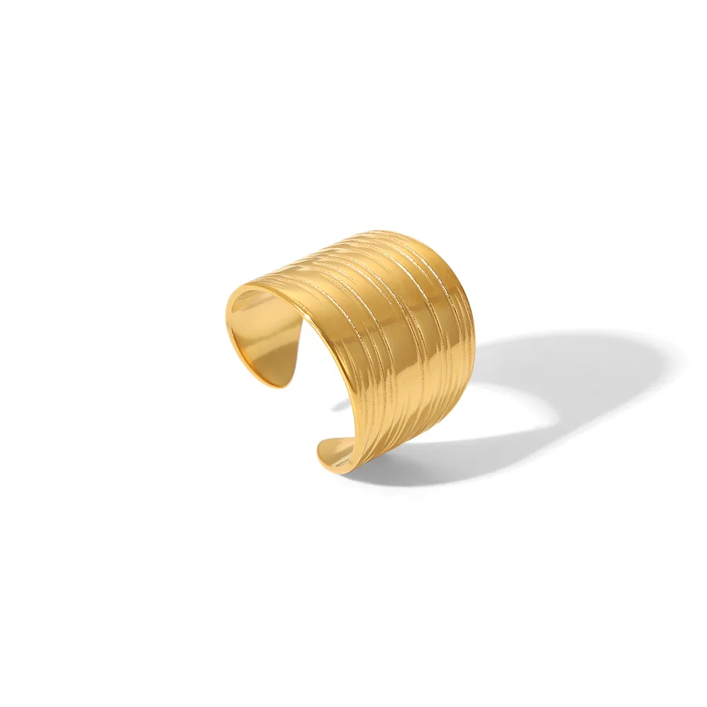 Sexy Tropical Cactus Leaf 304 Stainless Steel Natural Stone 18K Gold Plated Unisex Open Rings display picture 32