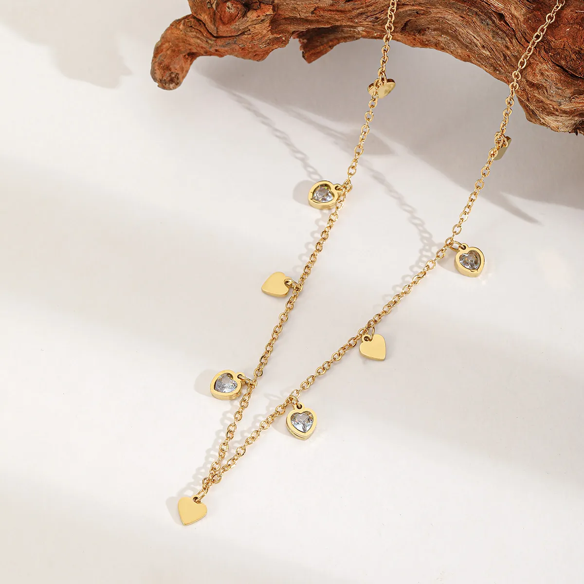 Elegant Cute Heart Shape 304 Stainless Steel Plating Inlay Zircon 18K Gold Plated Valentine'S Day Women's Multi Charms Necklace display picture 1