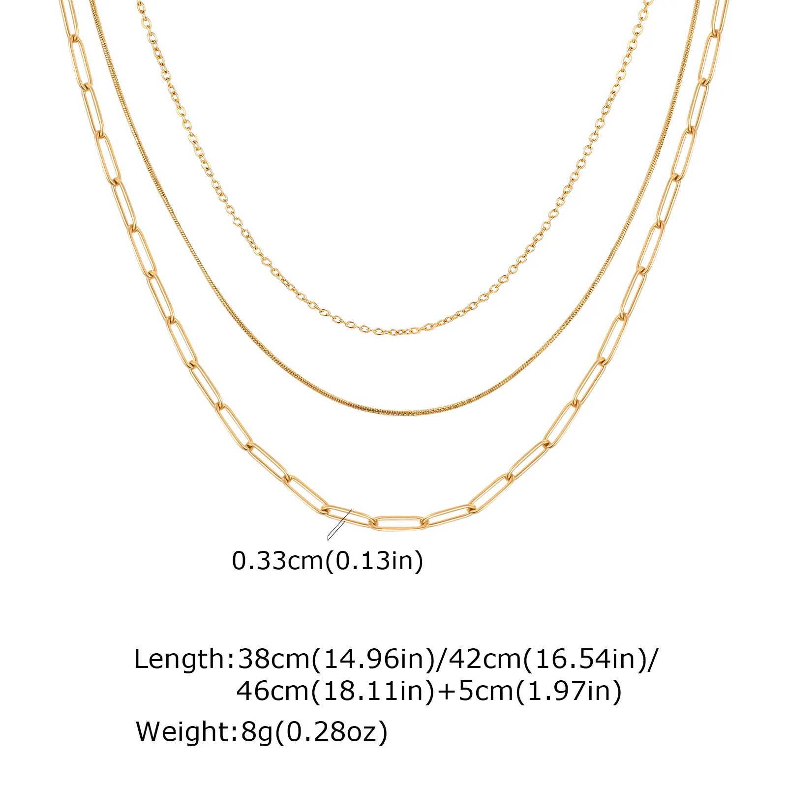 Elegant Solid Color 304 Stainless Steel Titanium Steel Plating 18K Gold Plated Women's Double Layer Necklaces display picture 1