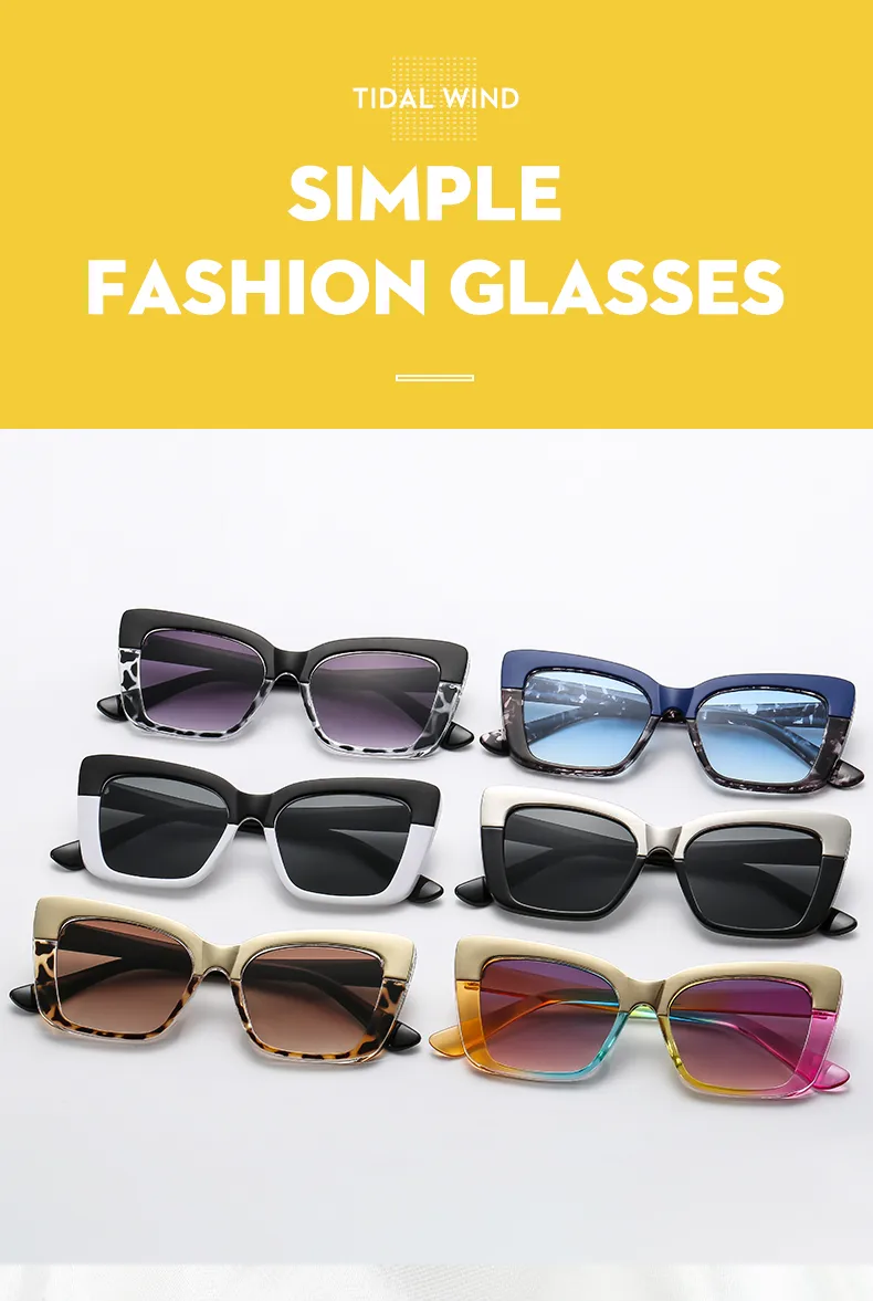 Casual Color Block Ac Square Full Frame Glasses display picture 6