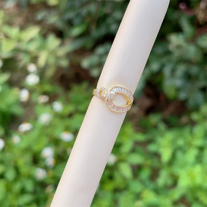 Classic Style Geometric Heart Shape Copper Inlay Zircon 18K Gold Plated Women's Open Rings display picture 1