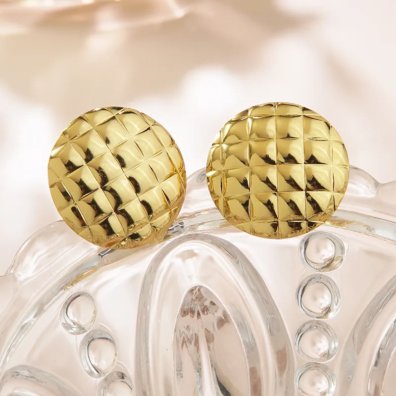 1 Pair Cute Sweet Round 304 Stainless Steel Imitation Gold  Earrings display picture 4