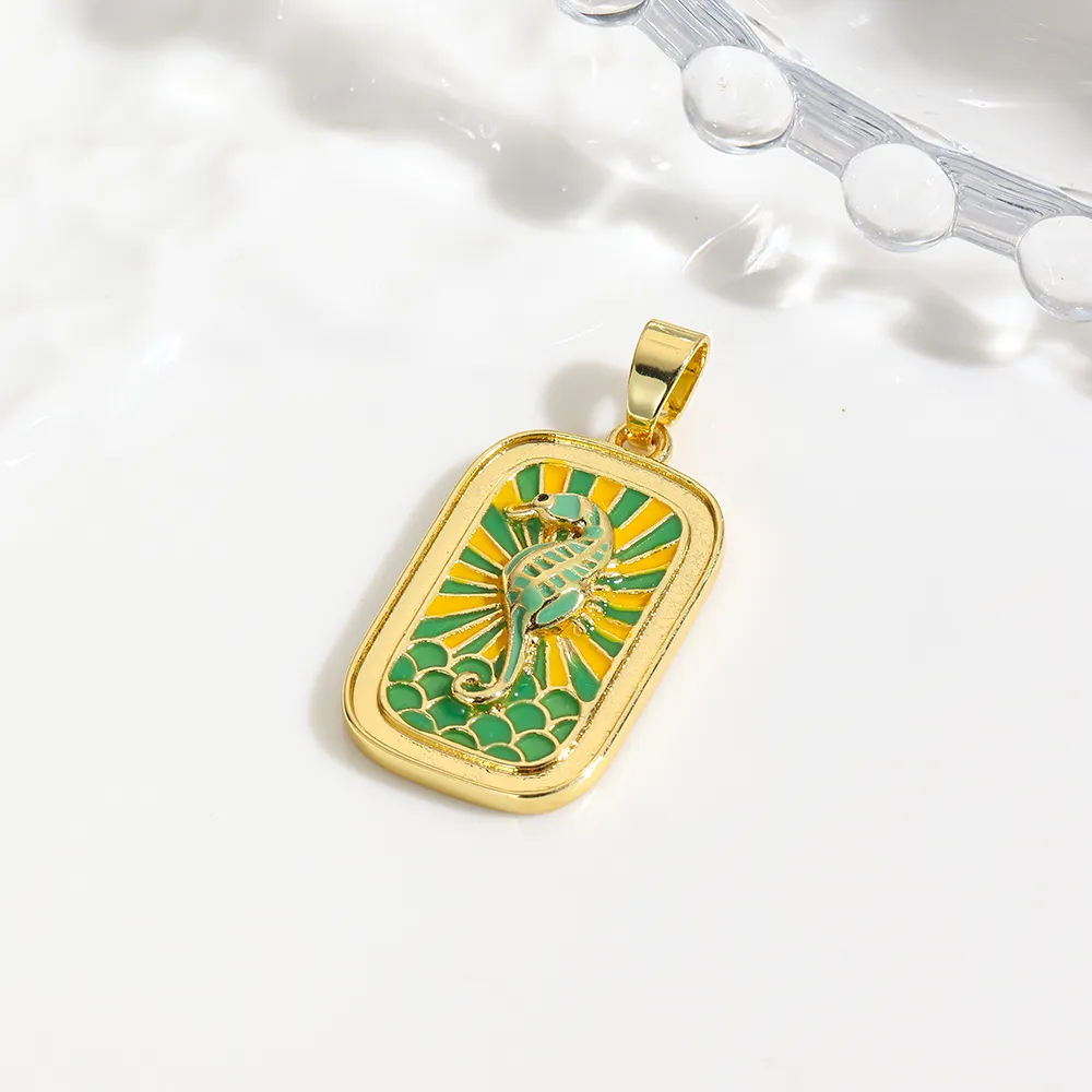 Vacation Beach Sea Dolphin Hippocampus Copper Enamel Plating 18K Gold Plated Charms display picture 5