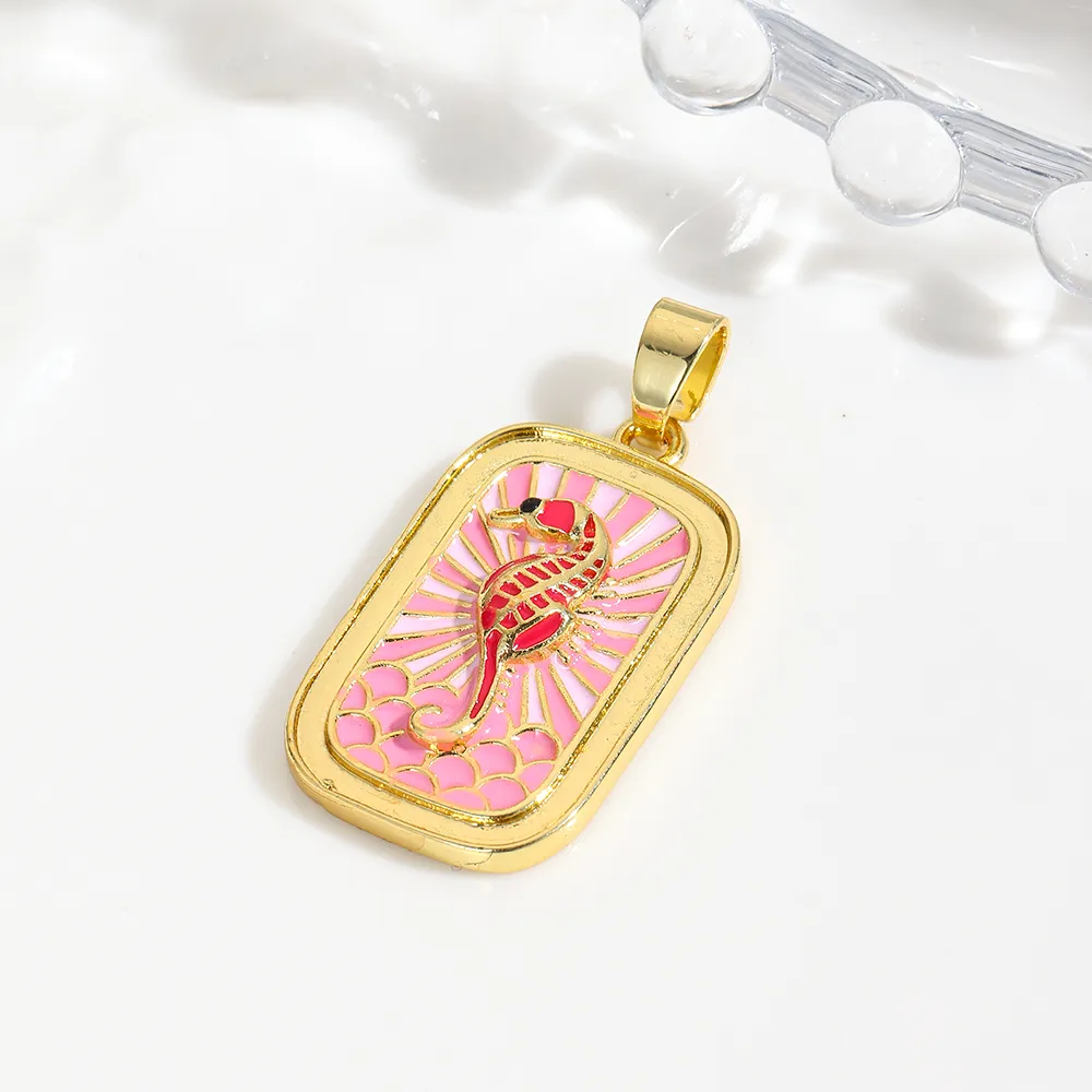 Vacation Beach Sea Dolphin Hippocampus Copper Enamel Plating 18K Gold Plated Charms display picture 9