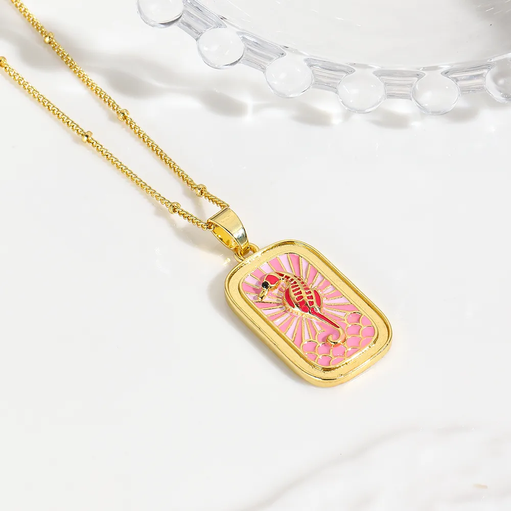 Vacation Beach Sea Dolphin Hippocampus Copper Enamel Plating 18K Gold Plated Charms display picture 10